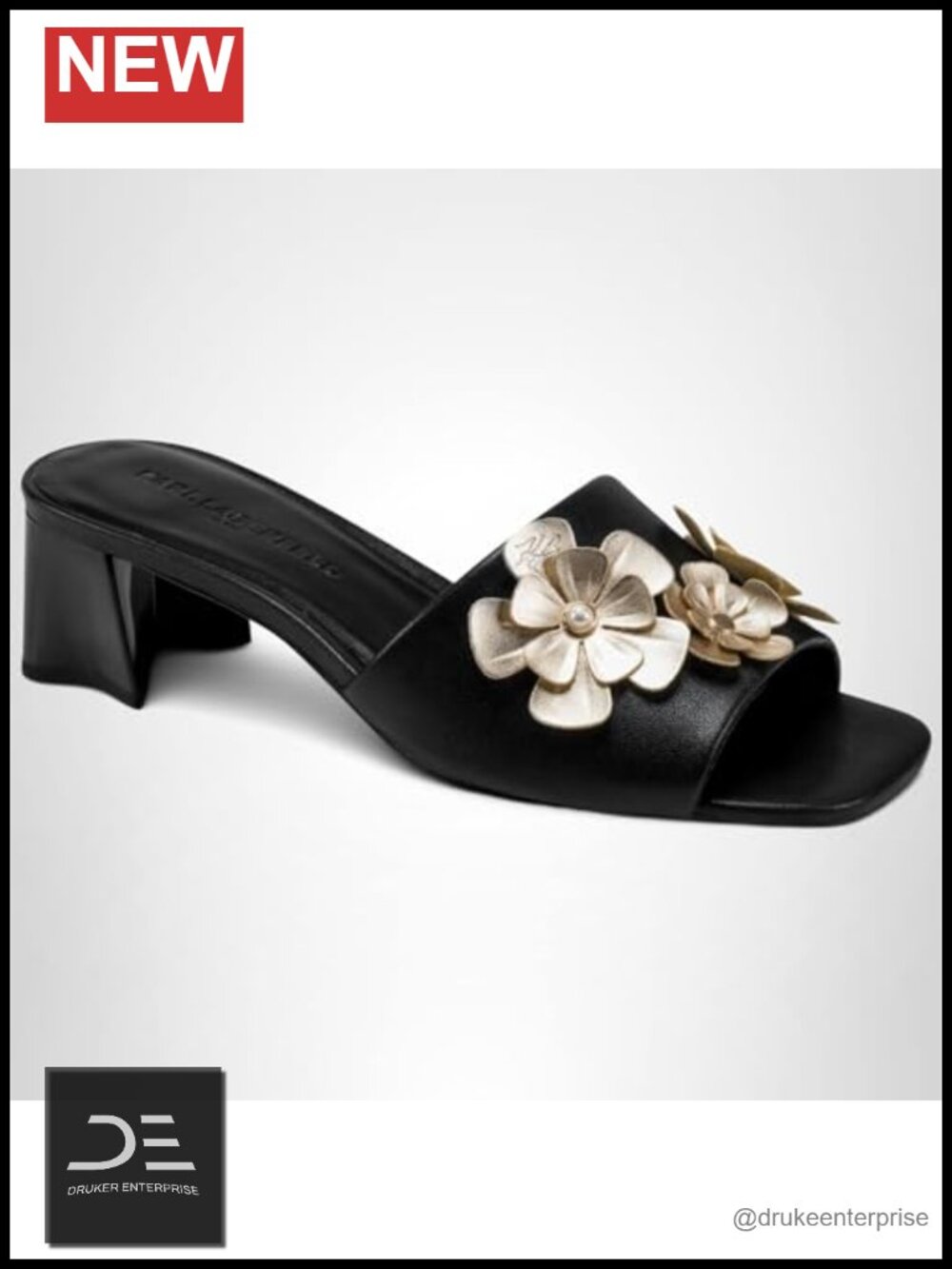 Block Heeled Sandals with Flower Embellishments Ankle Strap Slide
